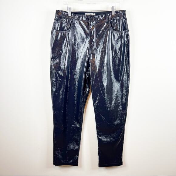 Abercrombie & Fitch The 90s Straight Ultra High Rise Curve Love Vinyl Pants 33 - Picture 2 of 6